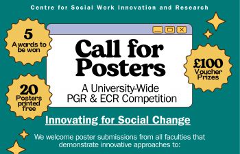 Teal poster with details of the CSWIR Poster competition